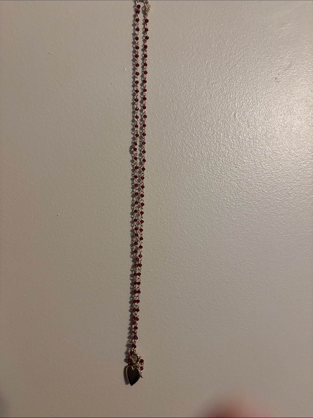Gold Heart Pendant Necklace with Red Beads - Women Jewelry
